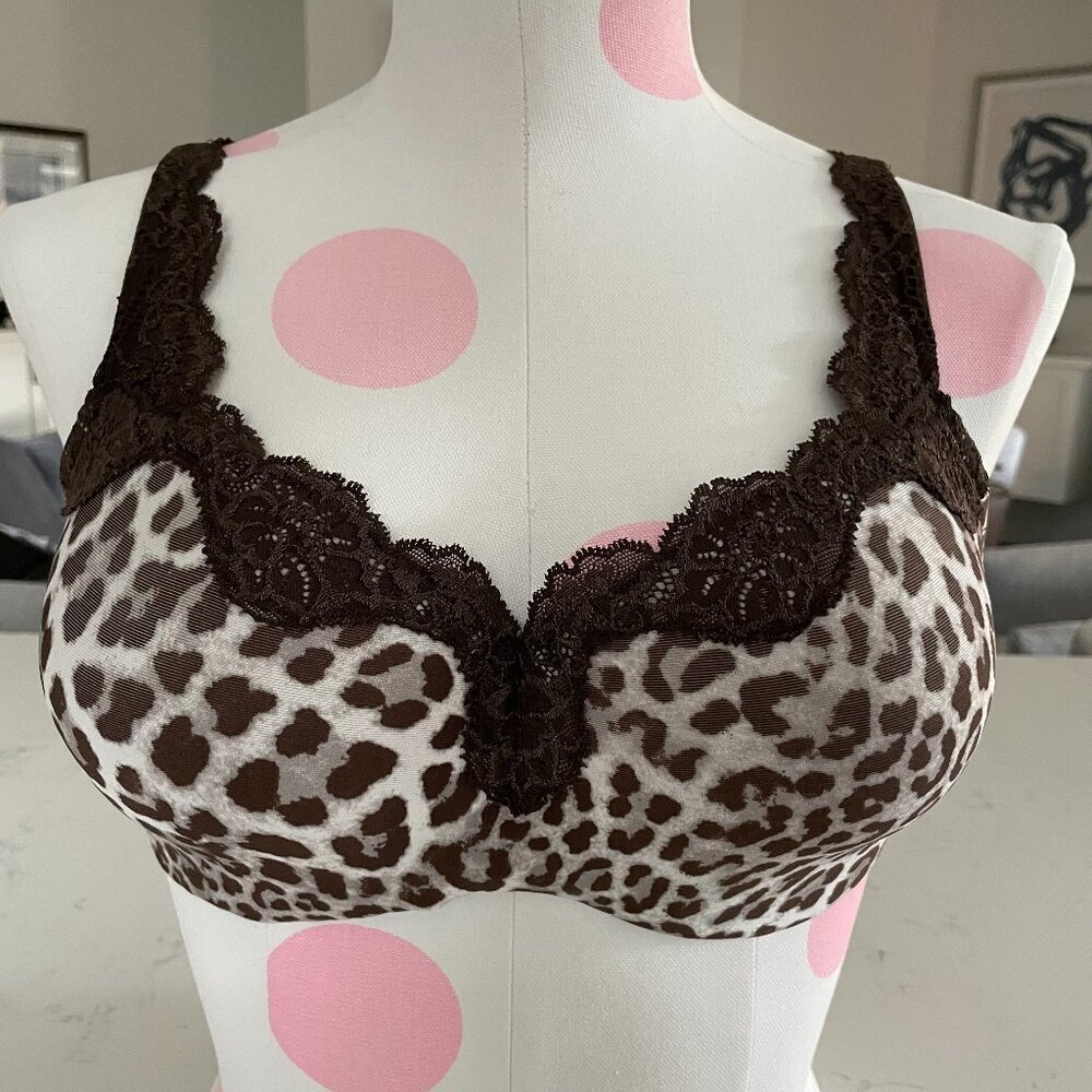 Le Mystere Lace Tisha 965 Full Coverage Bra Animal Print Brown White Gray 32 D